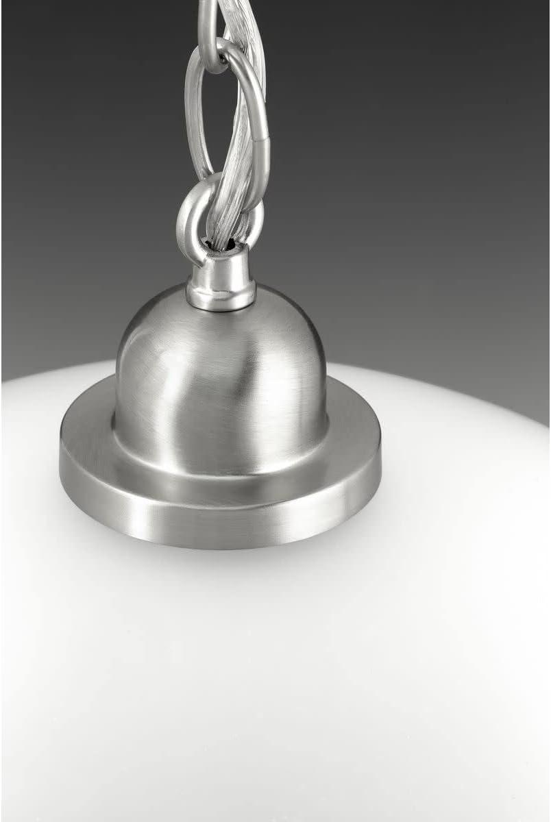 Progress Lighting, Classic Collection, 1-Light Pendant, Brushed Nickel, Etched Glass Shade