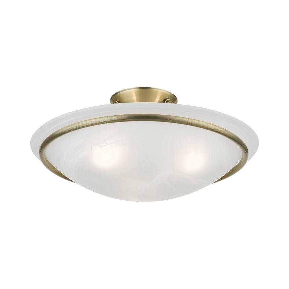 Livex Lighting Newburgh 3 - Light Semi-Flush Mount in Antique Brass
