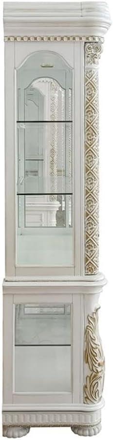 Acme Furniture 87" Vendome Decorative Bookshelf Antique Pearl: Enclosed Storage, No Assembly Required