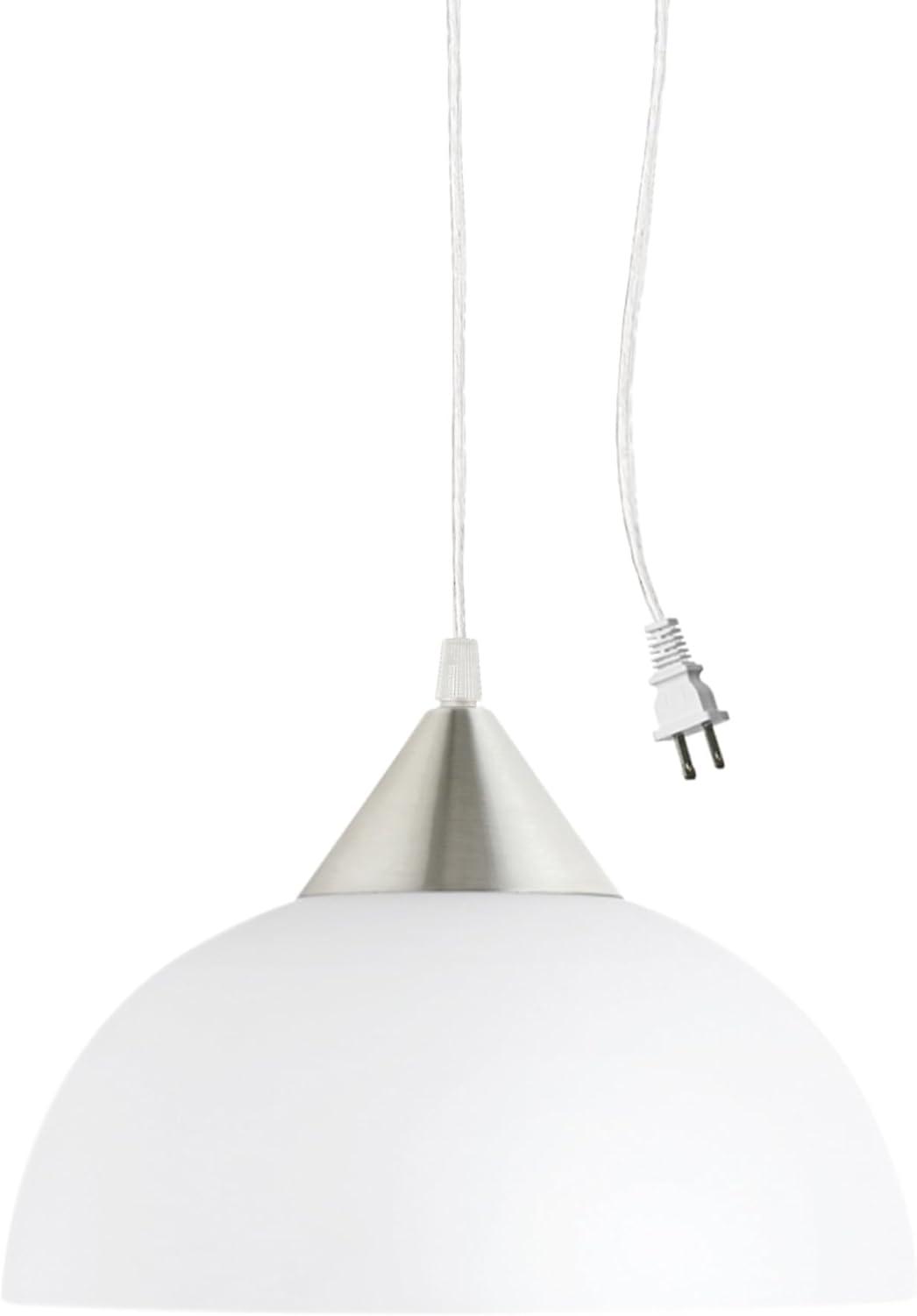 Amaris Brushed Nickel 1-Light White Globe Plug-In Pendant