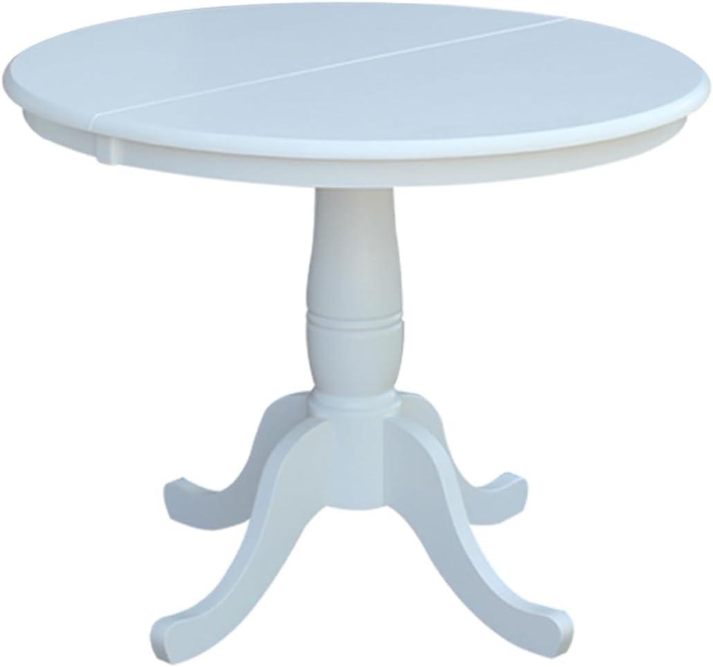 Farmhouse Elegance 50" Extendable Round Wood Dining Table in White