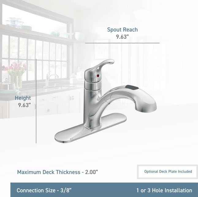 MOEN Renzo Spot Resist Stainless 9 in. H Pull Out Sprayer Kitchen Faucet with 360° Spout Swivel and PowerClean