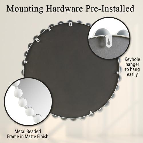 Marlowe Beaded Round Metal Wall Mirror
