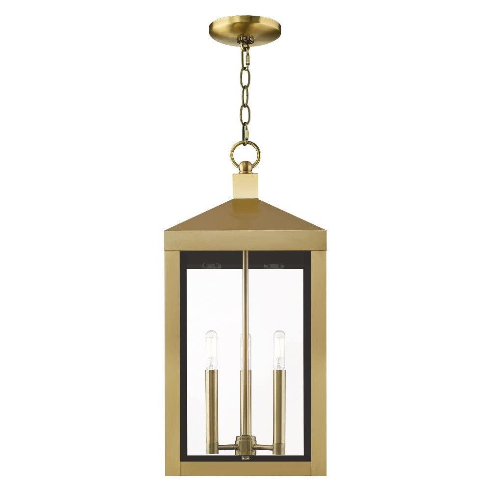 3 Light Outdoor Pendant Lantern with Clear Glass Shade