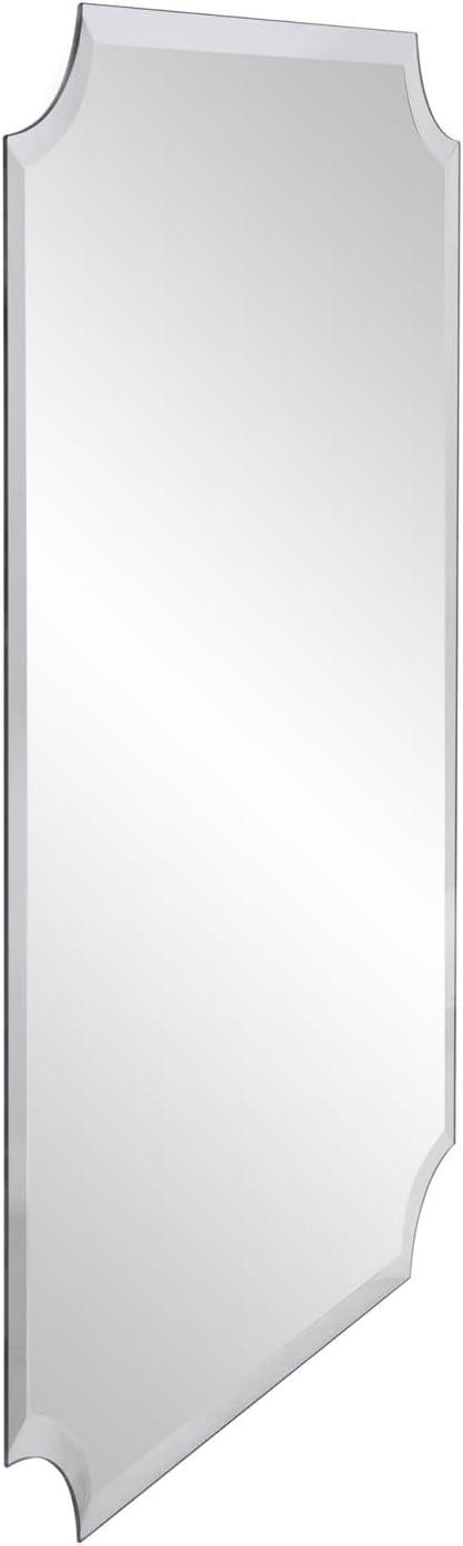 Howard Elliott Frameless Silver Rectangle Wall Hanging Mirror, Elegant Beveled Edges Frameless Wall Hanging Mirror, Modern Accent Decorative Vanity Mirror for Bathroom, Entryway, Bedroom, 24 x 36 inch