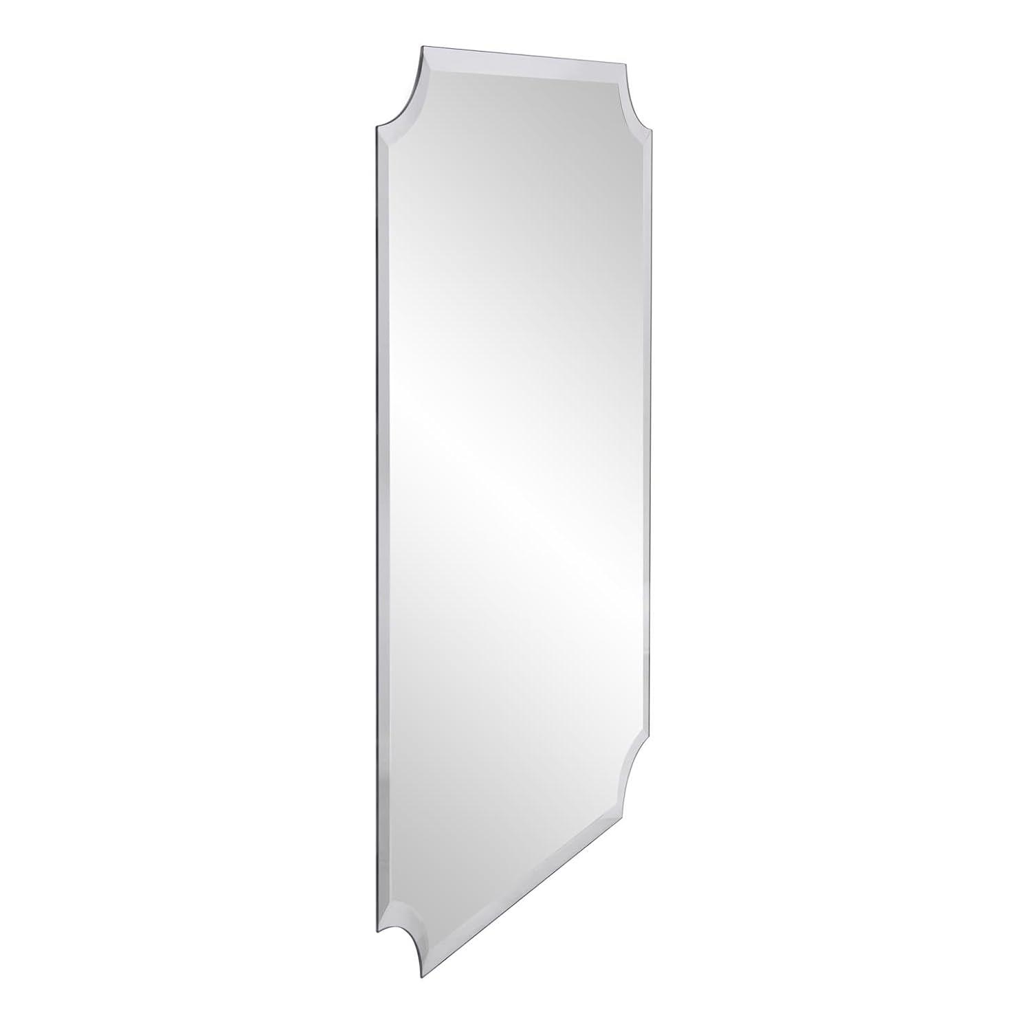 Howard Elliott Frameless Silver Rectangle Wall Hanging Mirror, Elegant Beveled Edges Frameless Wall Hanging Mirror, Modern Accent Decorative Vanity Mirror for Bathroom, Entryway, Bedroom, 24 x 36 inch