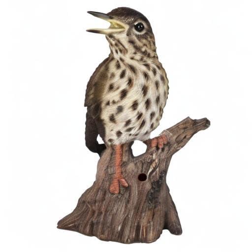 Songbird Standing on Stump Statue