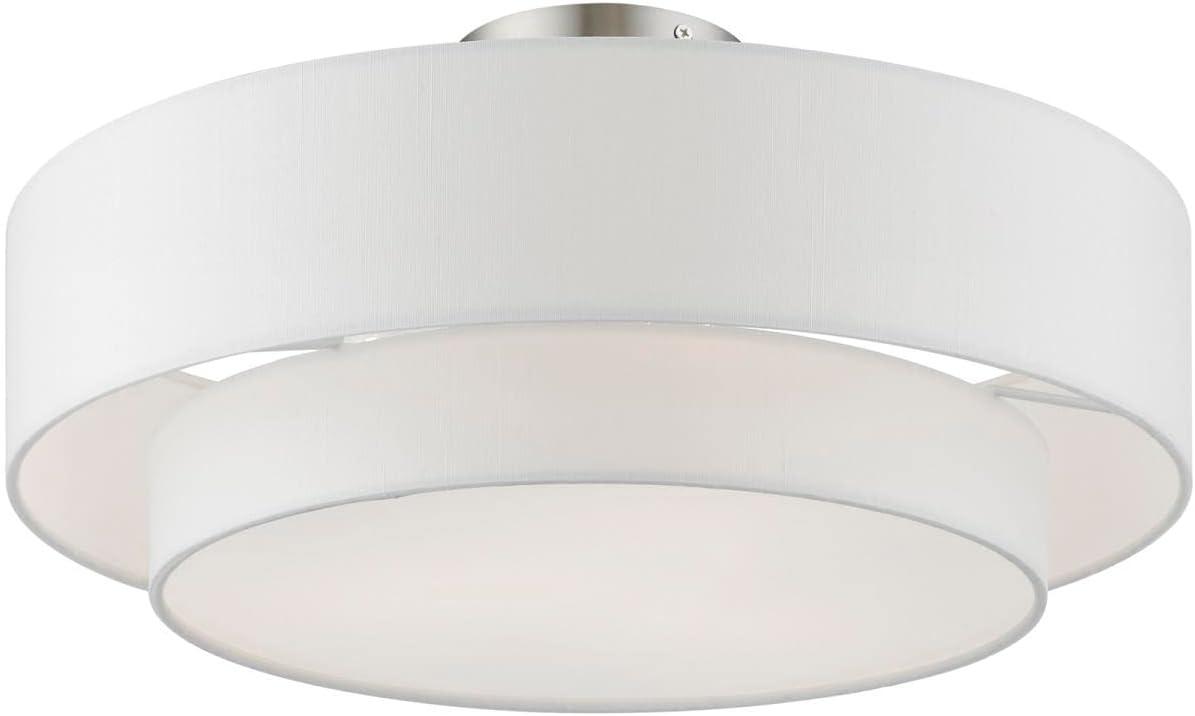 Livex Lighting Meridian 3 - Light Semi-Flush Mount in  Brushed Nickel