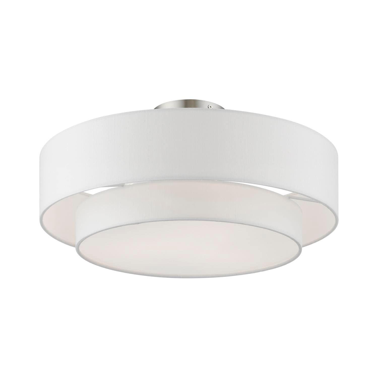 Livex Lighting Meridian 3 - Light Semi-Flush Mount in  Brushed Nickel