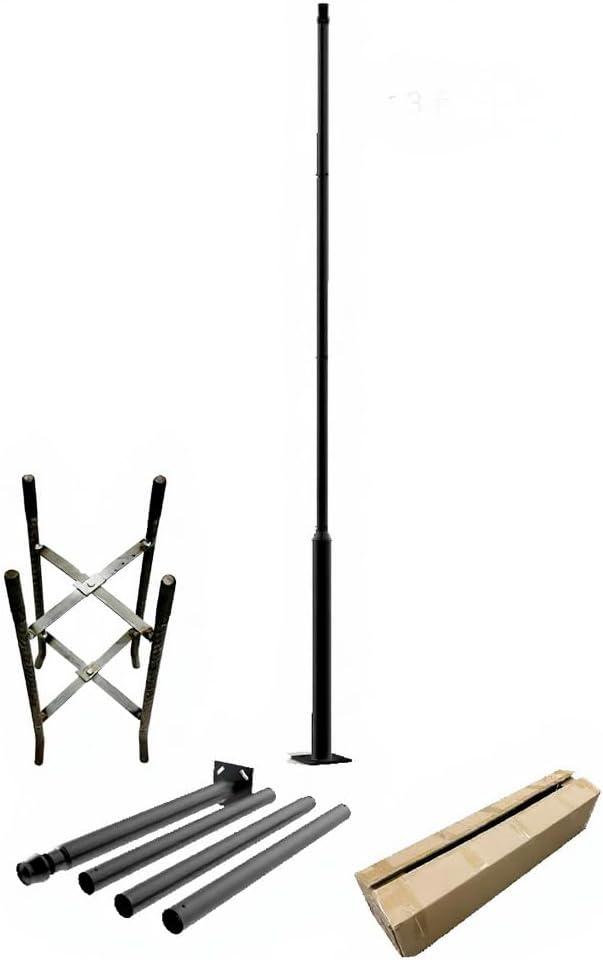 eLEDing 2.5 in - 3 in. up to 13 ft. Black Outdoor Universal Metal Light Post Pole w/ Metal Rebar Cage EE-PL4m