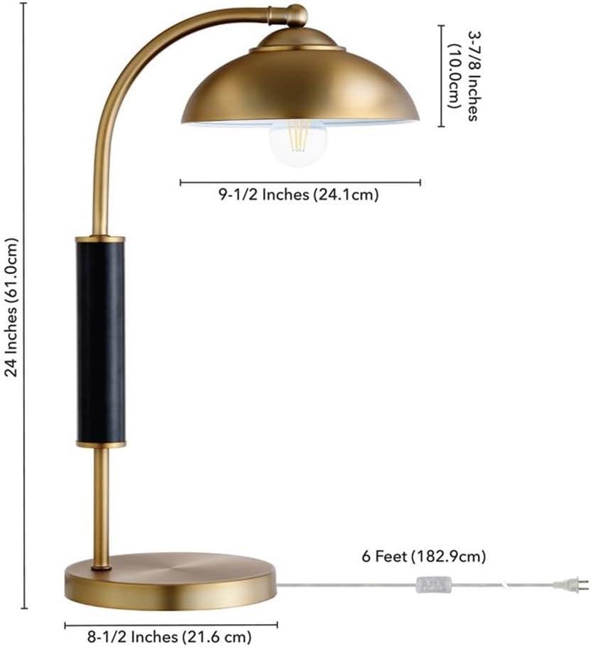 Henn&Hart 9" Brass/Matte Black Metal Table Lamp