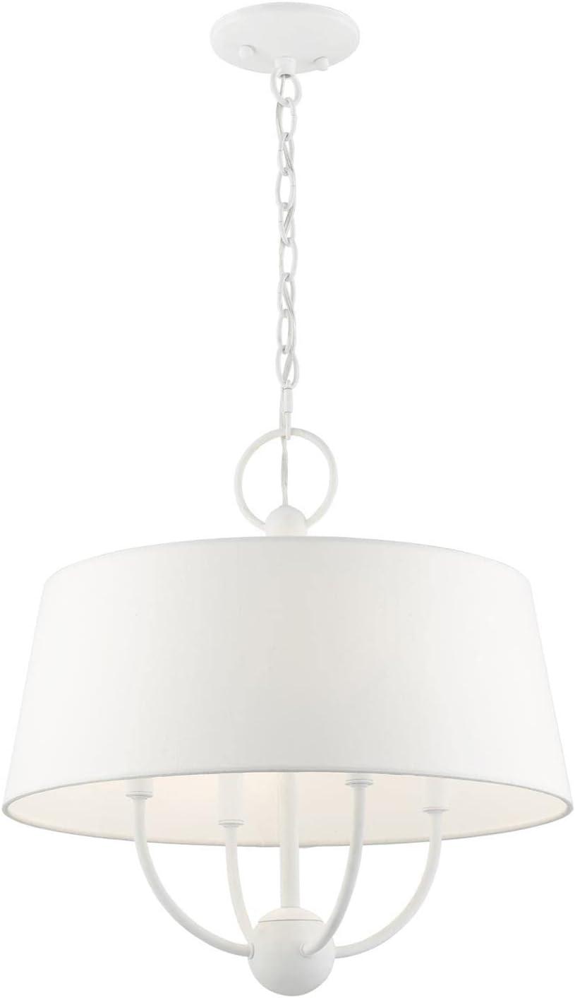 White Glass Drum 4-Light Indoor/Outdoor Chandelier