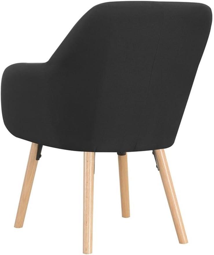 Convenience Concepts Charlotte Accent Chair in Black Linen Fabric with Wood Legs