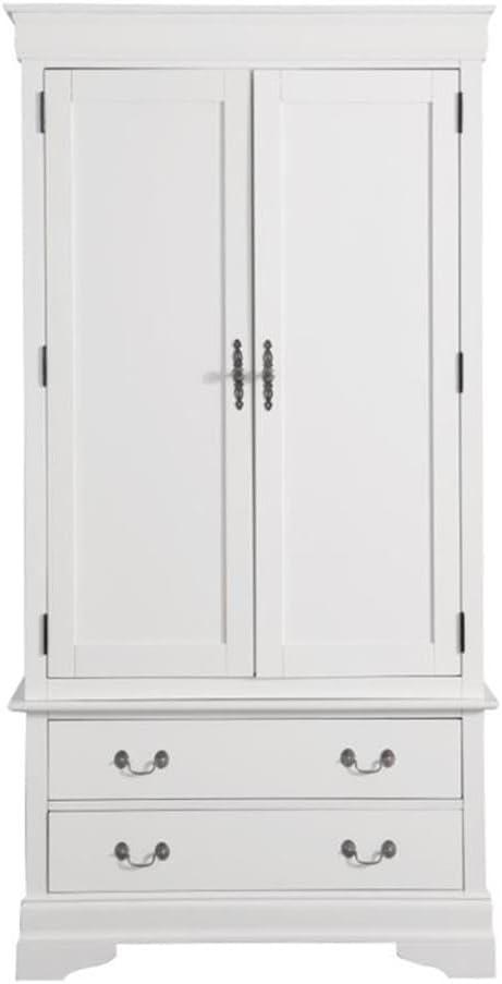 Glory Furniture Louis Phillipe 2 Drawer Armoire in White