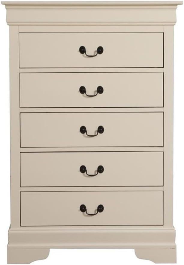 Glory Furniture Louis Phillipe 5 Drawer Chest in Beige