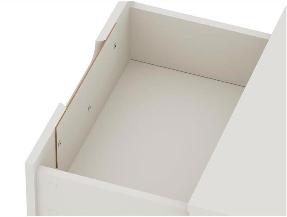 Manhattan Comfort 2.0 Rockefeller Nightstand Off White/Natural: Mid-Century Design, Splayed Metal Legs, Dual Drawers