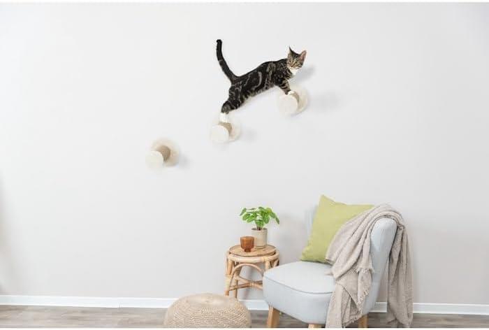 TRIXIE Wall Mount Cat Climbing Steps, Cat Furniture, Scratching Post, 3pcs