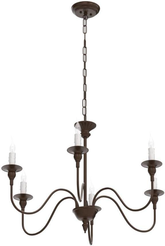 LNC 25.6" Farmhouse Chandelier, 6-Light Fixture for Dining & Living Room, Foyer, Entryway and Bedroom (Oil Rubbed Brown)
