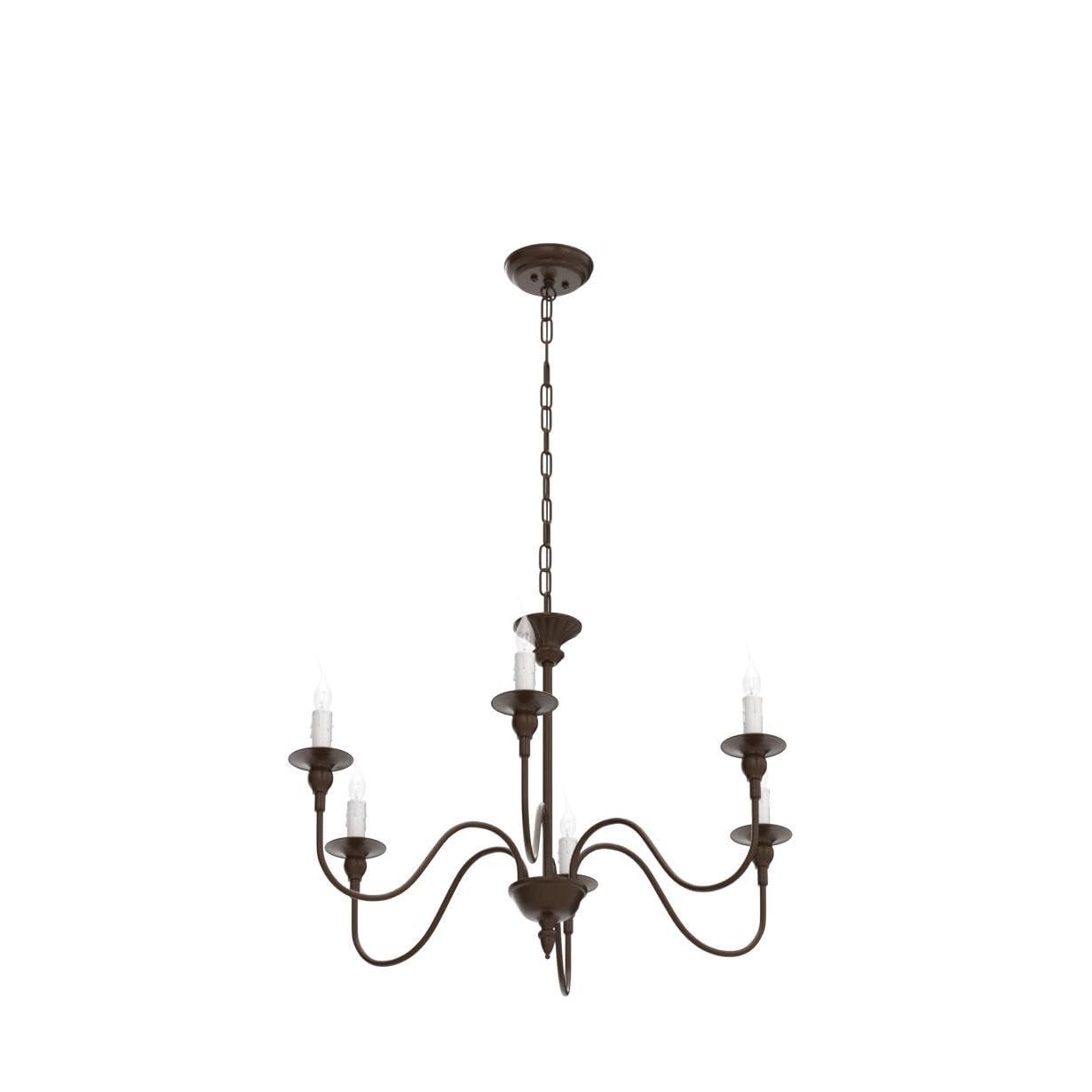 LNC 25.6" Farmhouse Chandelier, 6-Light Fixture for Dining & Living Room, Foyer, Entryway and Bedroom (Oil Rubbed Brown)