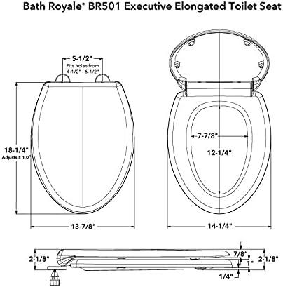 Elongated Toilet Seat BR501-01 Quiet Close, Stain-Resistant and Easy to Keep Clean, Heavy Duty, Fits All Toilet Brands, Executive Series -Biscuit/Linen