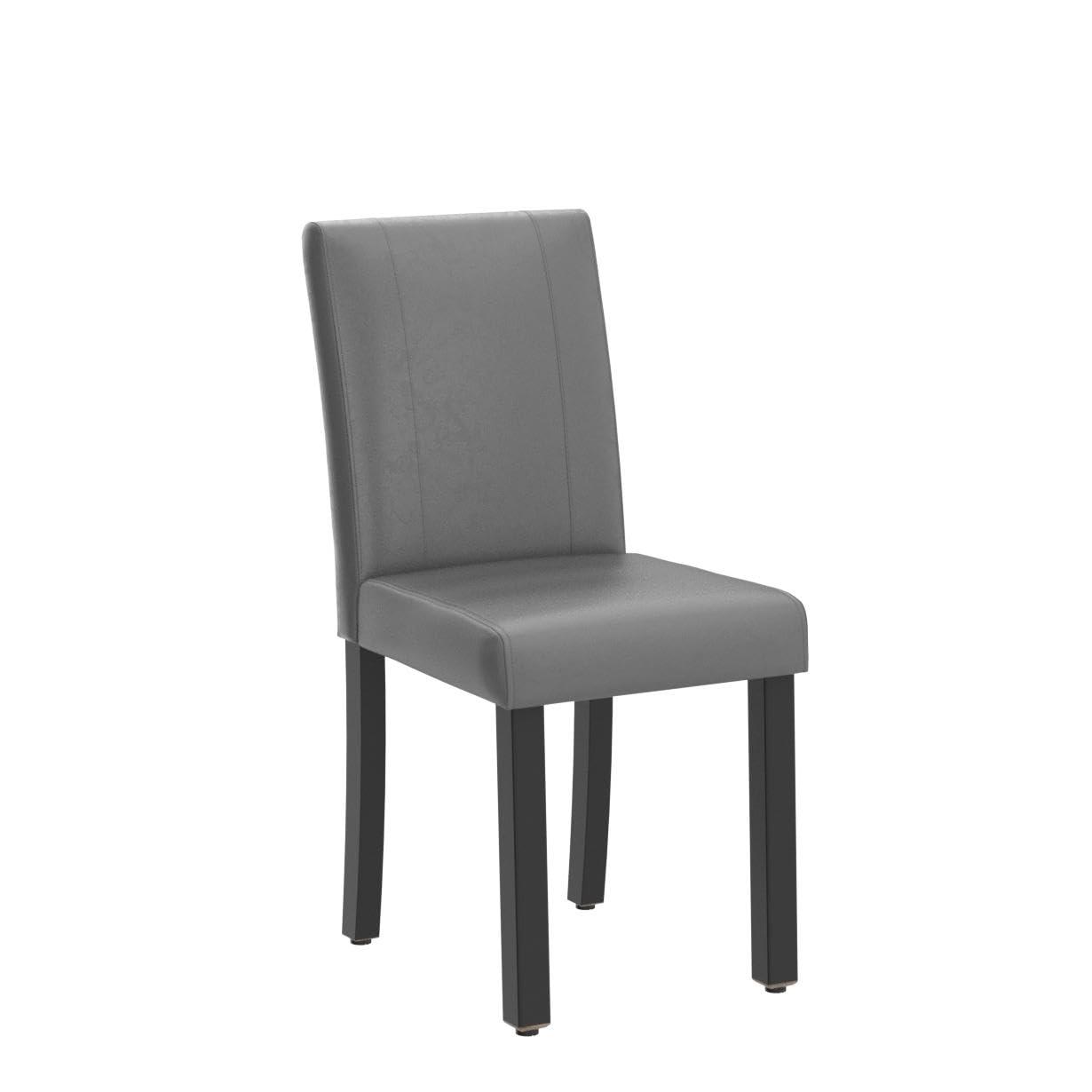 JUMMICO Dining Chair PU Leather Living Room Chairs Modern Kitchen Armless Side Chair with Solid Wood Legs Set of 4(Grey)