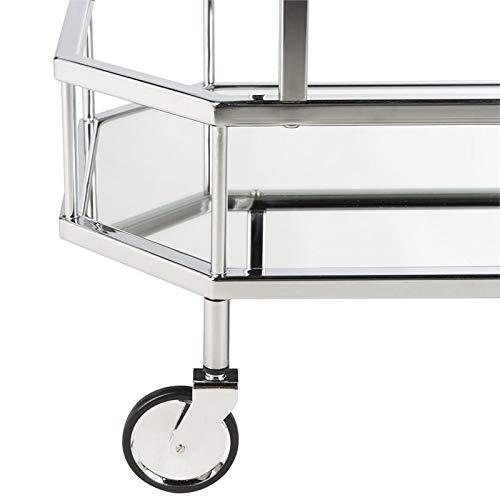 Silva 2 Tier Octagon Bar Cart - BCT8004B - Chrome/Mirror - Safavieh