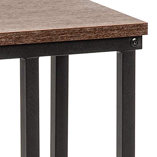 IRIS USA C-Shape Wood and Metal Side Accent Table, Brown