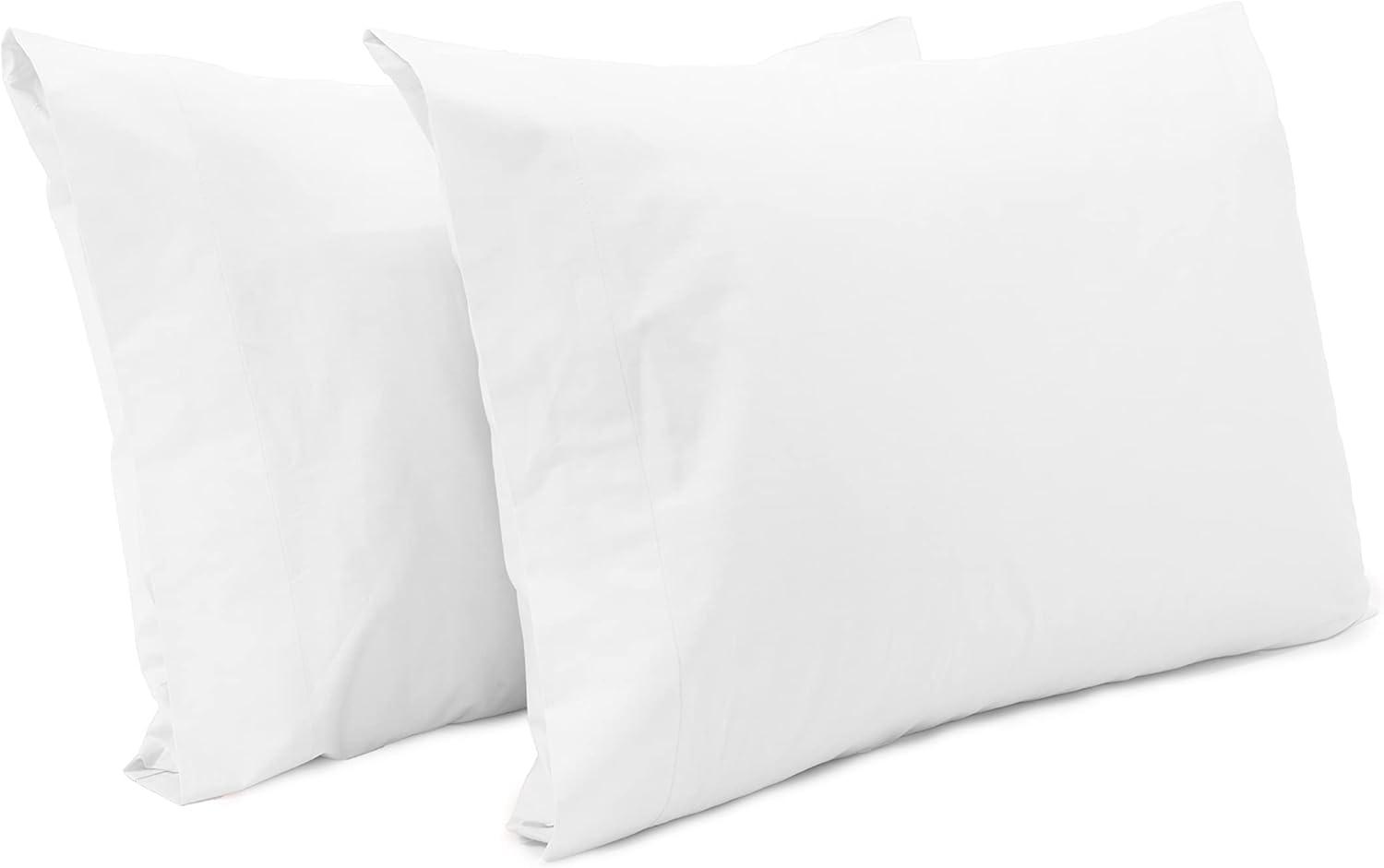 Superity Linen Queen Pillow Cases  - 2 Pack - 100% Premium Cotton - Open Enclosure - White