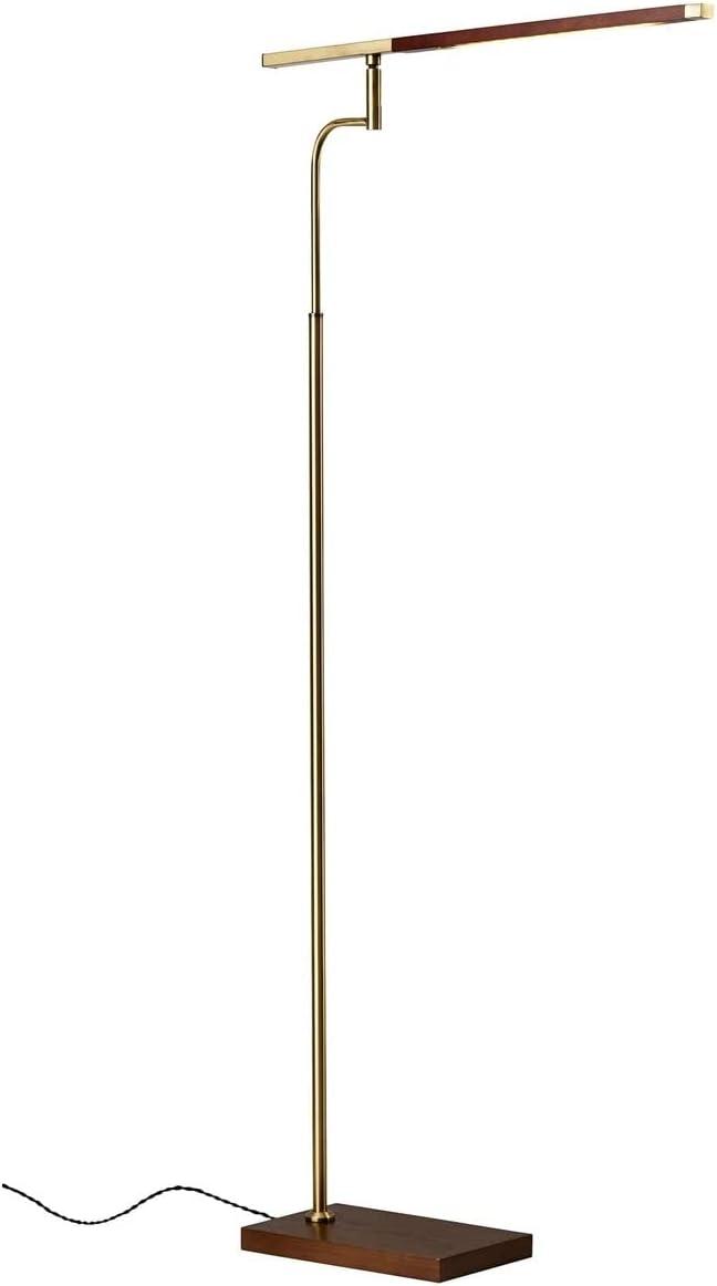 50.5" x 62.5" 3-way Barrett Floor Lamp: LED, Walnut Wood, Touch Sensor - Adesso