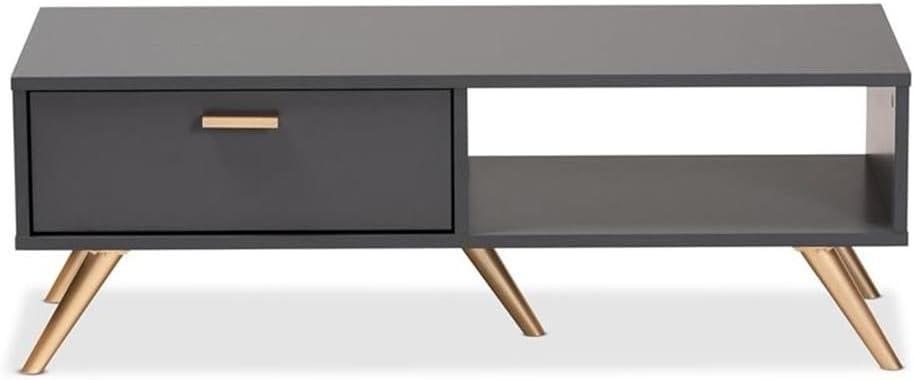 Kelson Wood Coffee Table Dark Gray/Gold - Baxton Studio