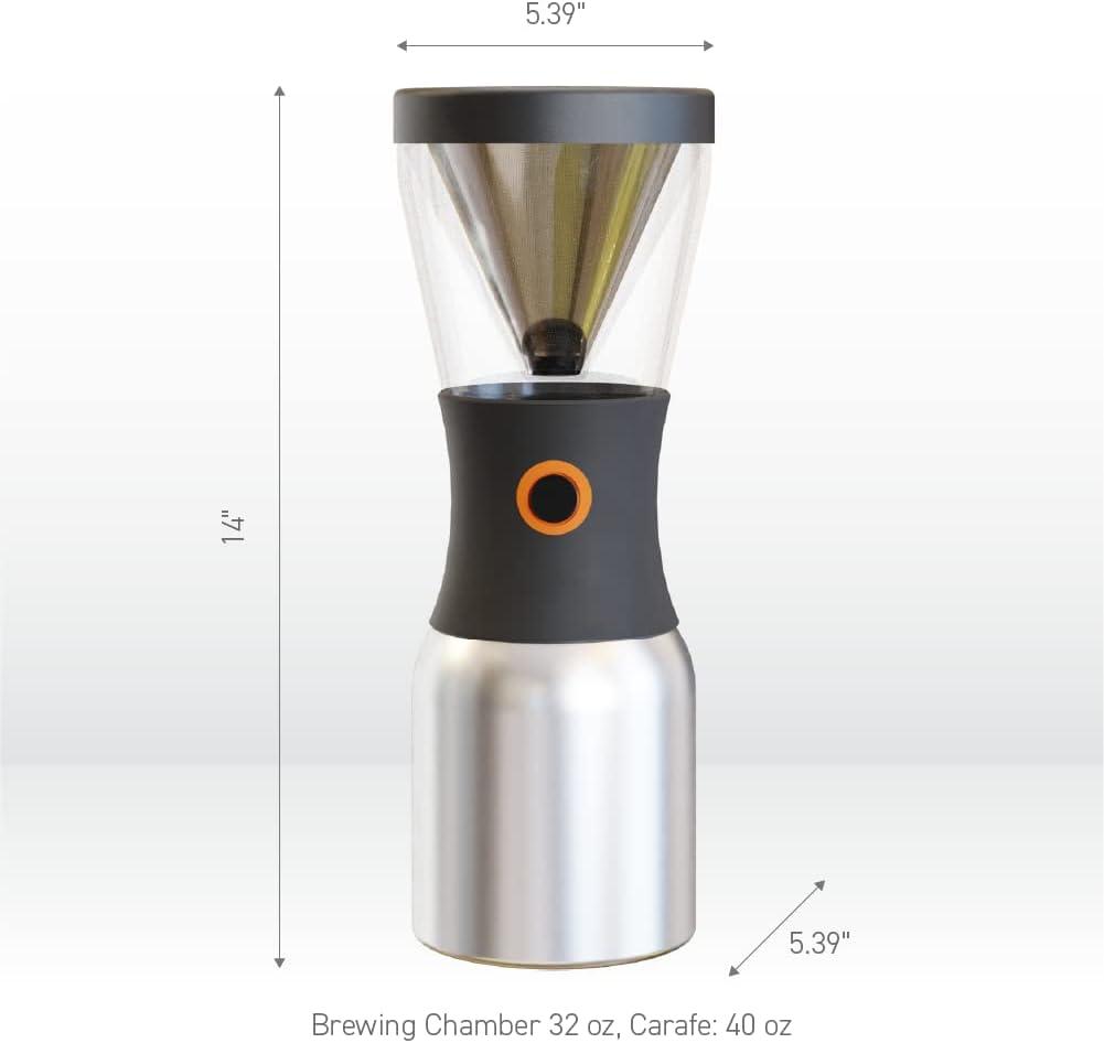 Black Stainless Steel 40oz Portable Cold Brew Coffee Maker