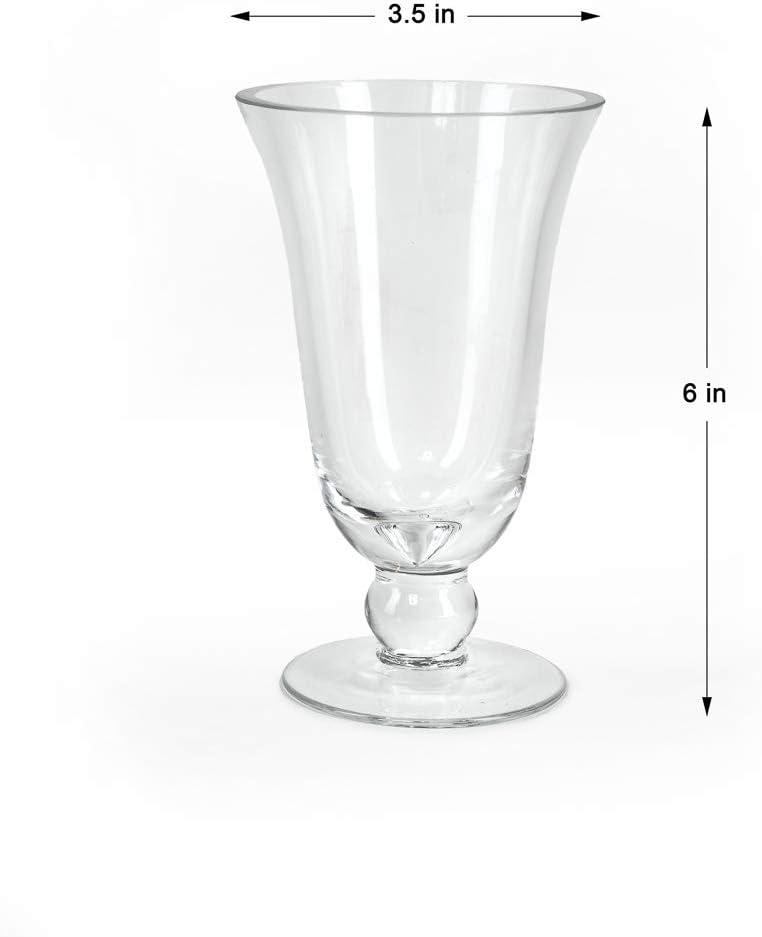 Clear Handblown Glass Pedestal Bouquet Vase, 6" Tall