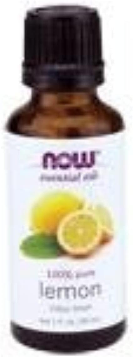 NOW Essential Oils, Lemon Oil, Cheerful Aromatherapy Scent, Cold Pressed, 100% Pure, Vegan, Child Resistant Cap, 1-Ounce