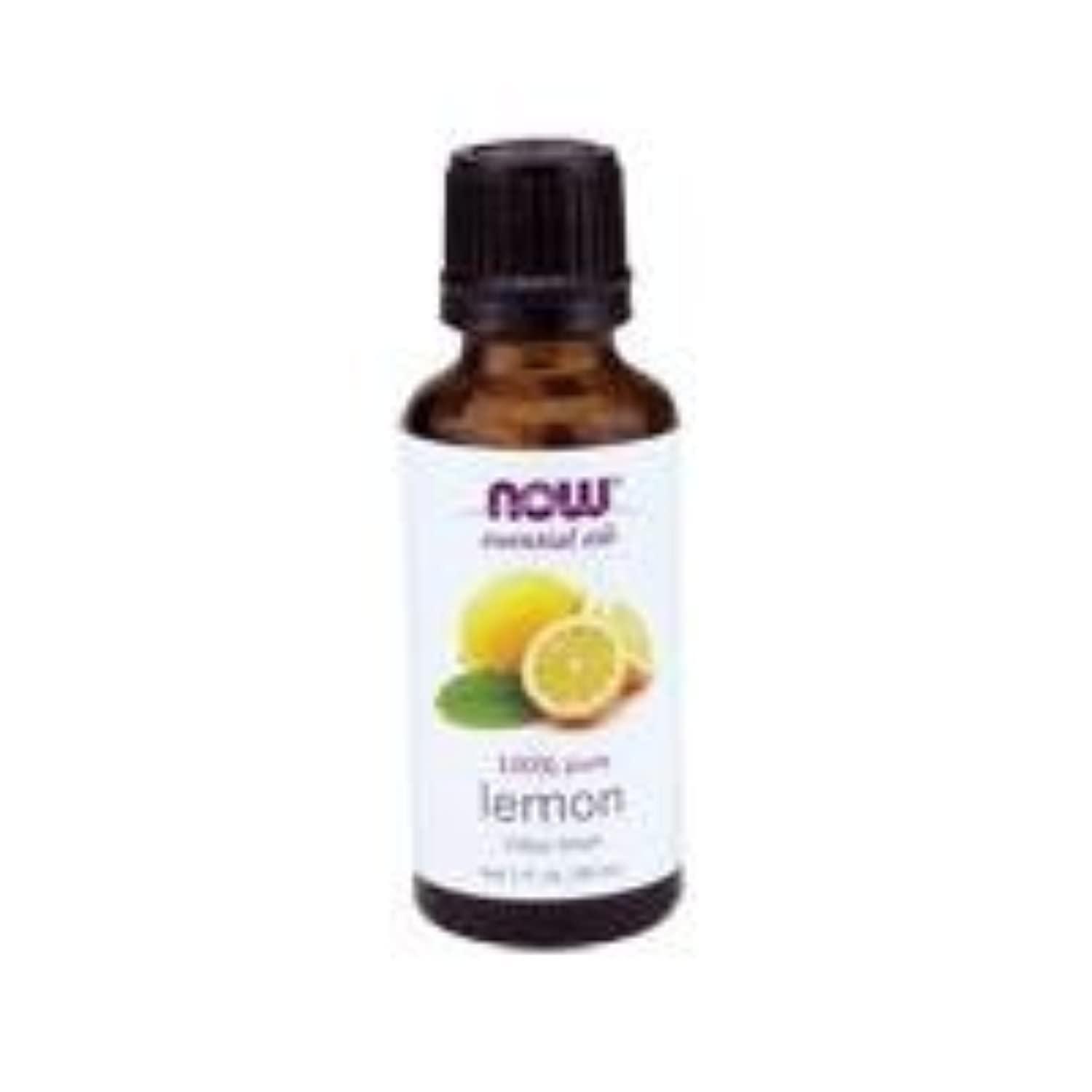 NOW Essential Oils, Lemon Oil, Cheerful Aromatherapy Scent, Cold Pressed, 100% Pure, Vegan, Child Resistant Cap, 1-Ounce