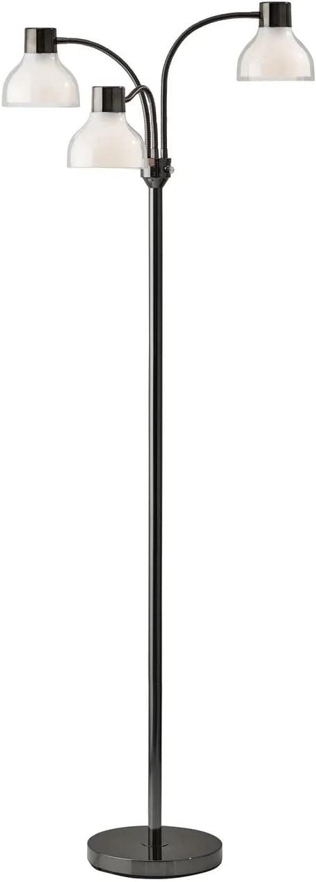 Black Nickel Adjustable 3-Arm Arc Floor Lamp