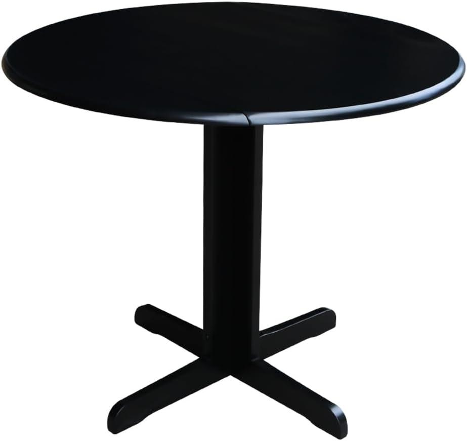 Scandinavian 38" Round Wood Extendable Dining Table in Black