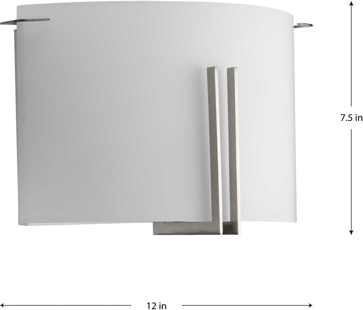 Progress Lighting, Modern Glass Collection, 2-Light Wall Sconce, Brushed Nickel, Etched Glass, Steel.