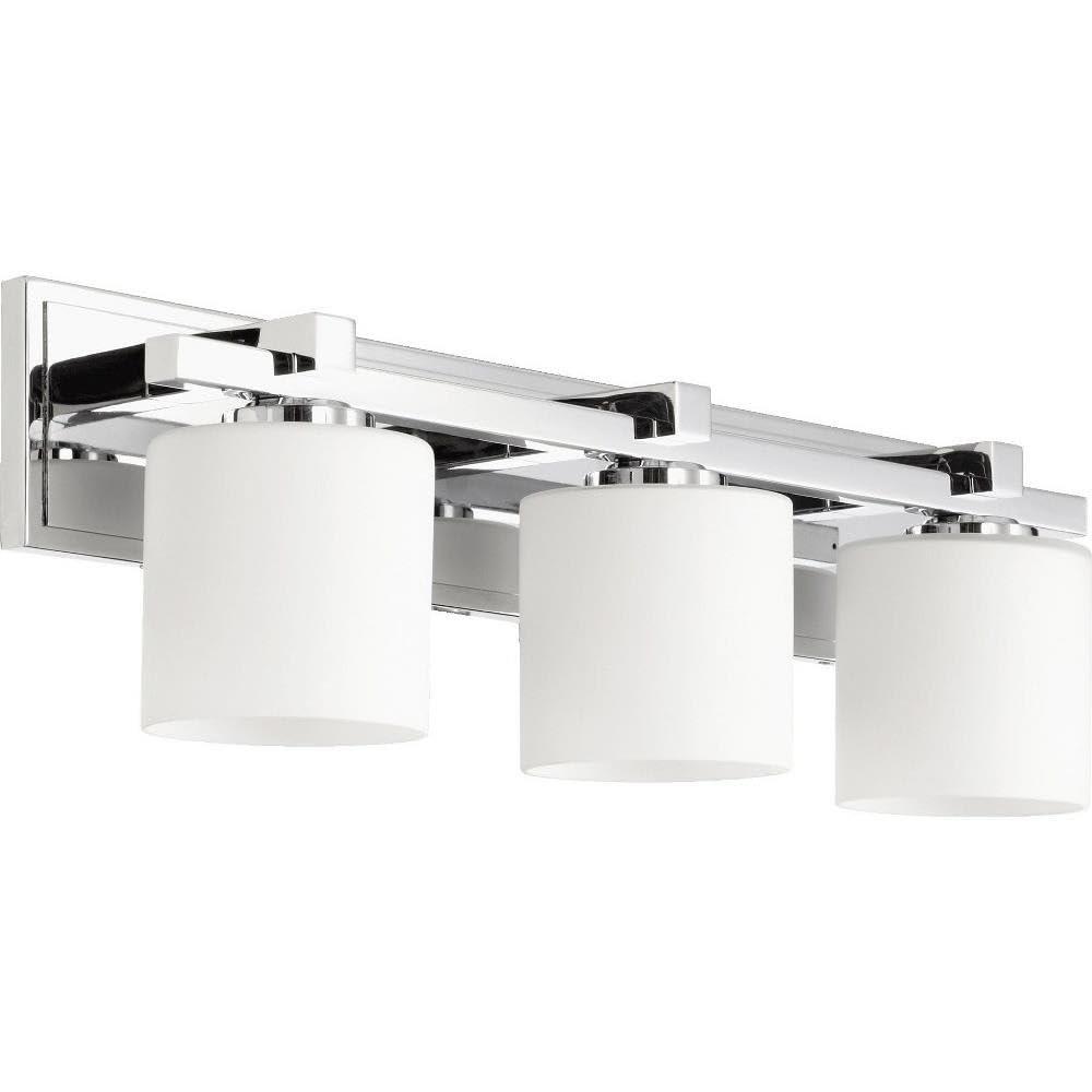 3 Light Cylinder Bath Vanity In Style 24 Inches Wide By 7.5 Inches High-Chrome Finish-Satin Opal Glass Color Quorum Lighting 5369-3-14