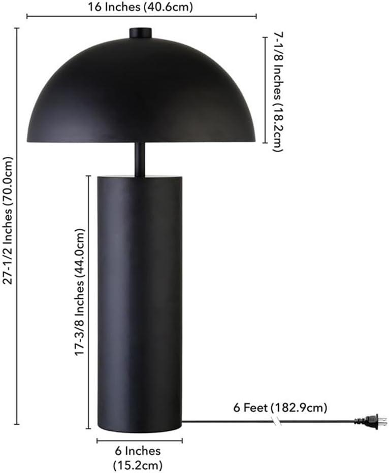 Evelyn&Zoe York 29.5" Mid-Century Modern Metal Table Lamp with White Drum Fabric Shade