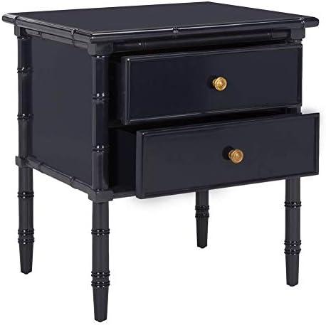 Mina 25" Navy Lacquered Bamboo 2-Drawer Nightstand