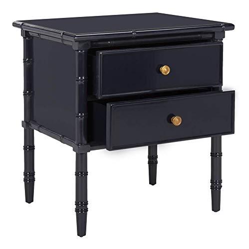 Comfort Pointe Ellison Nightstand Midnight Blue: Coastal Style, 2 Drawers, MDF & Poplar Frame, 25"H x 23"W