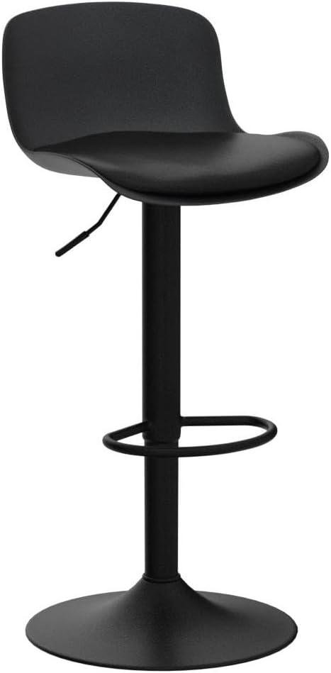 Adjustable Black Swivel Bar Stools with High Back and Soft Cushion