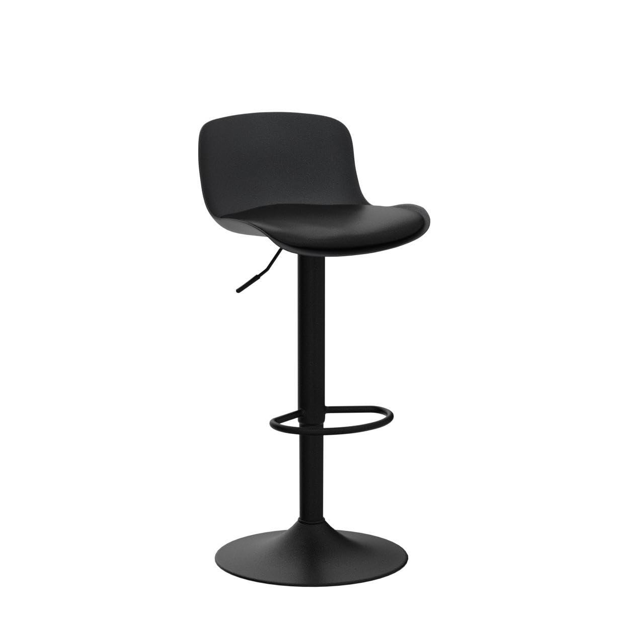 Adjustable Black Swivel Bar Stools with High Back and Soft Cushion