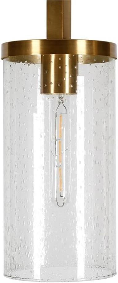 Evelyn&Zoe Modern Metal Floor Lamp with Seeded Glass Shade