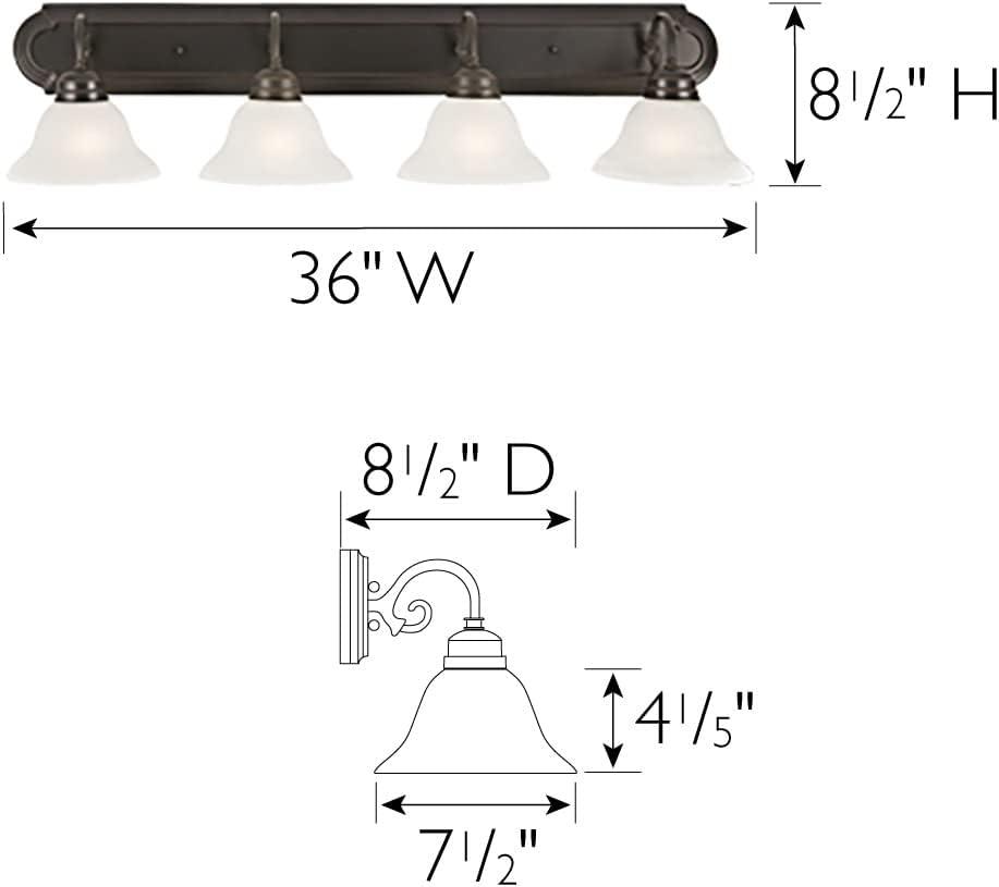 Design House 517714 Millbridge Vanity Light Dimmable with Frosted Glass for Above Bathroom Mirror, Oil Rubbed Bronze, 4-Light