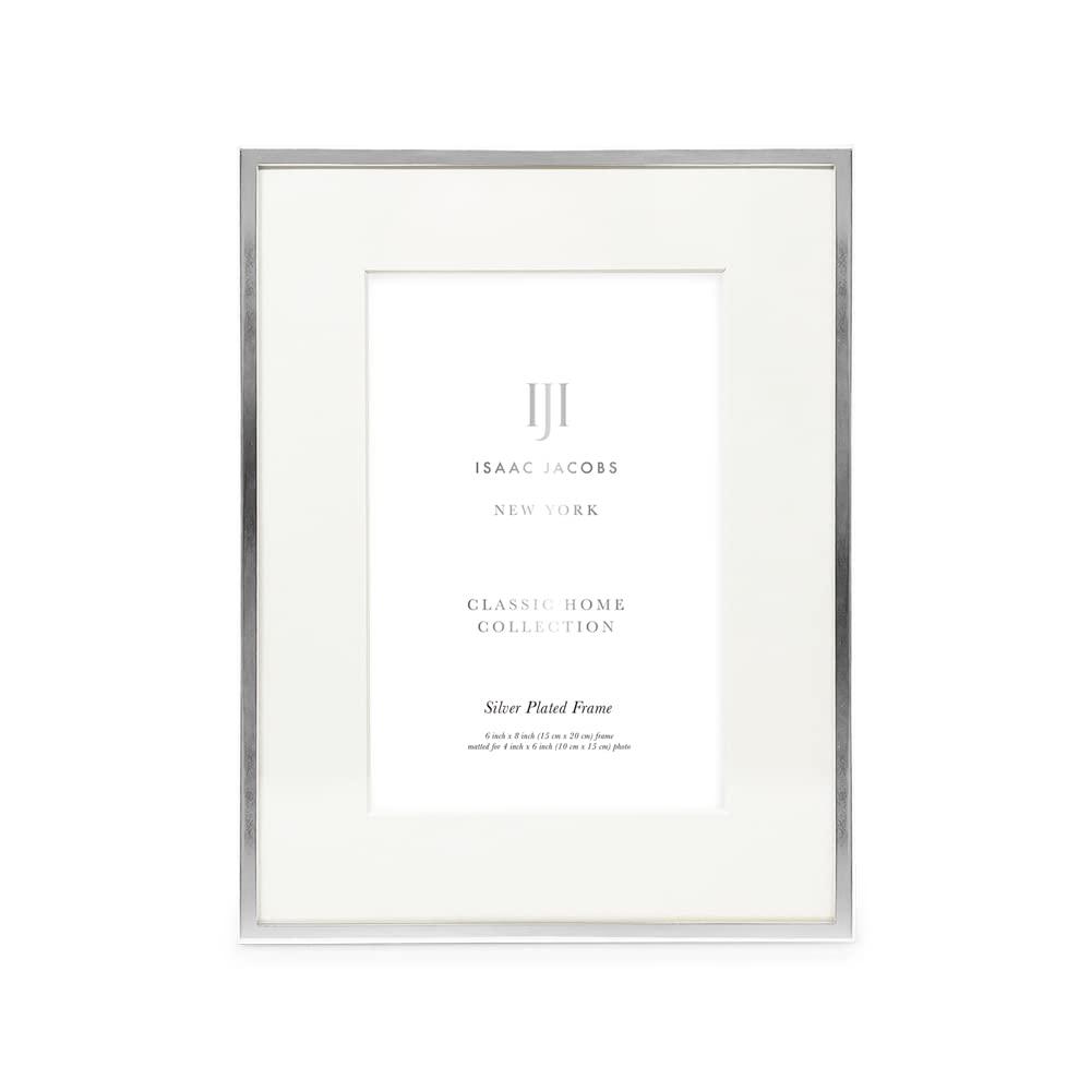 Isaac Jacobs 6x8 Matted 4x6 Silver Metal Picture Frame, Classic Metal Photo Frame Made For Tabletop & Hanging Display, Home and Office Dcor, Photo Gallery and Wall Art