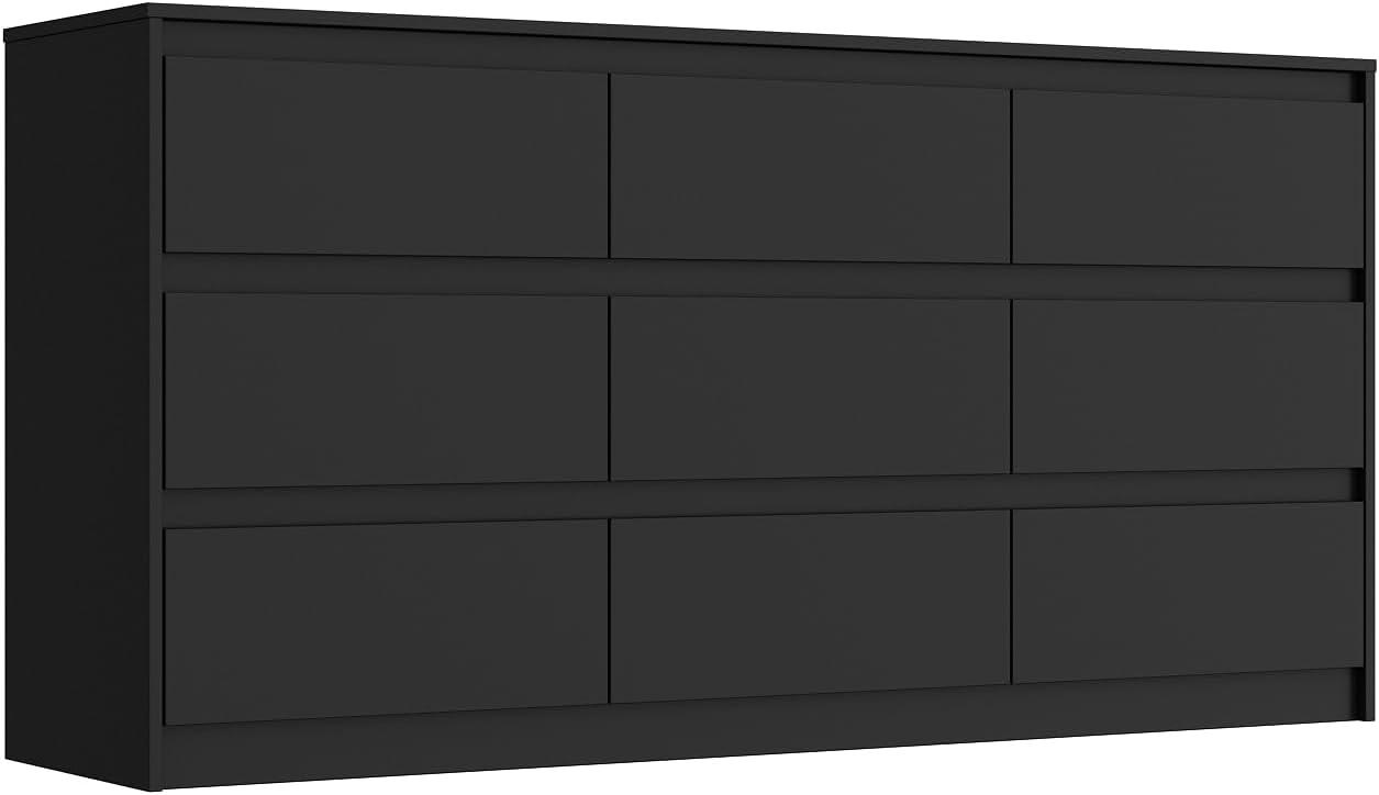 FAMAPY Chest of Drawers Dresser No Handles, 6 Drawer Dresser with Wide Storage, Modern Contemporary 6-Drawer Chest, for Bedroom Black (59”W x 15.7”D x 32.3”H)