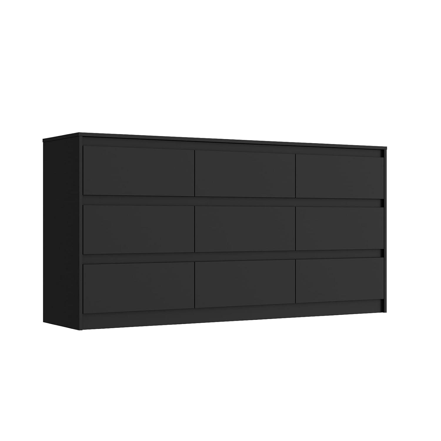 FAMAPY Chest of Drawers Dresser No Handles, 6 Drawer Dresser with Wide Storage, Modern Contemporary 6-Drawer Chest, for Bedroom Black (59”W x 15.7”D x 32.3”H)