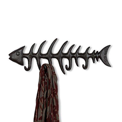 Abbott Collection AB-27-IRONAGE-235 13.5 in. Fish Bone Wall Hook, Dark Brown - Small