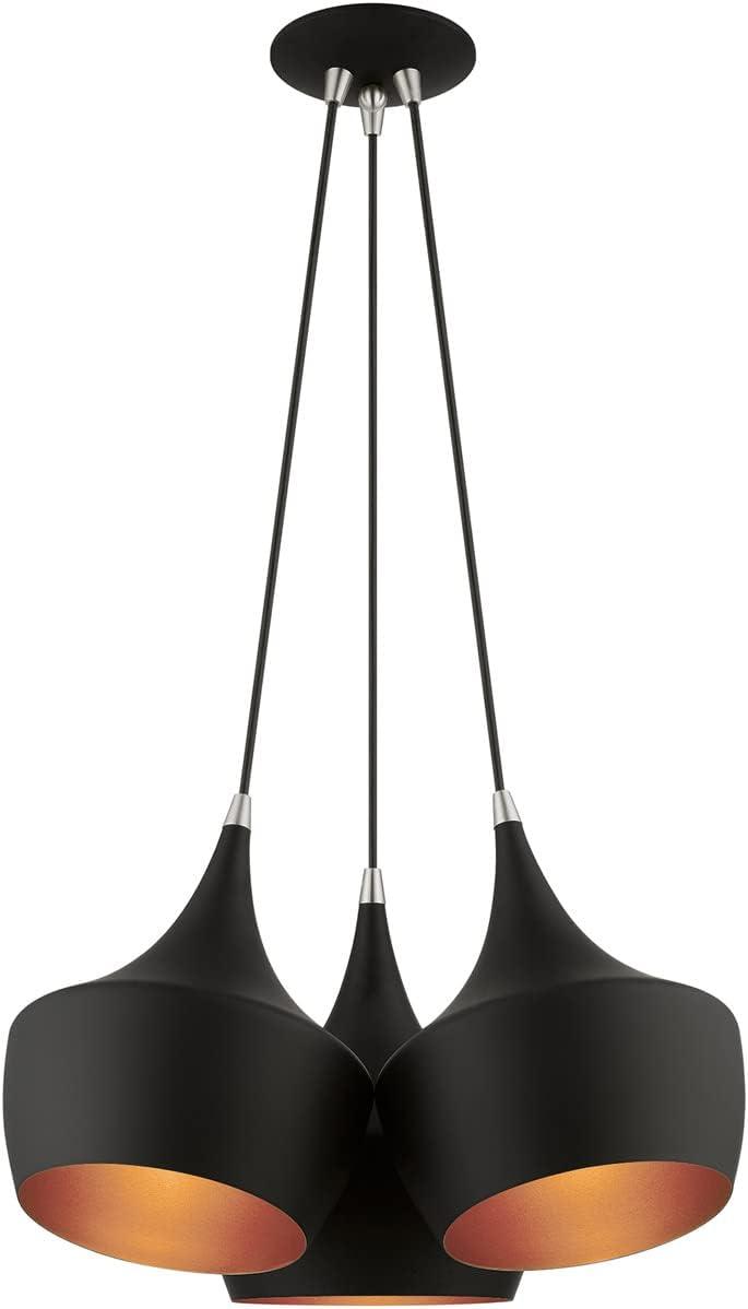41083-04-Livex Lighting-Waldorf - 3 Light Cluster Pendant In Mid Century Modern Style-18.5 Inches Tall and 20.5 Inches Wide-Black Finish